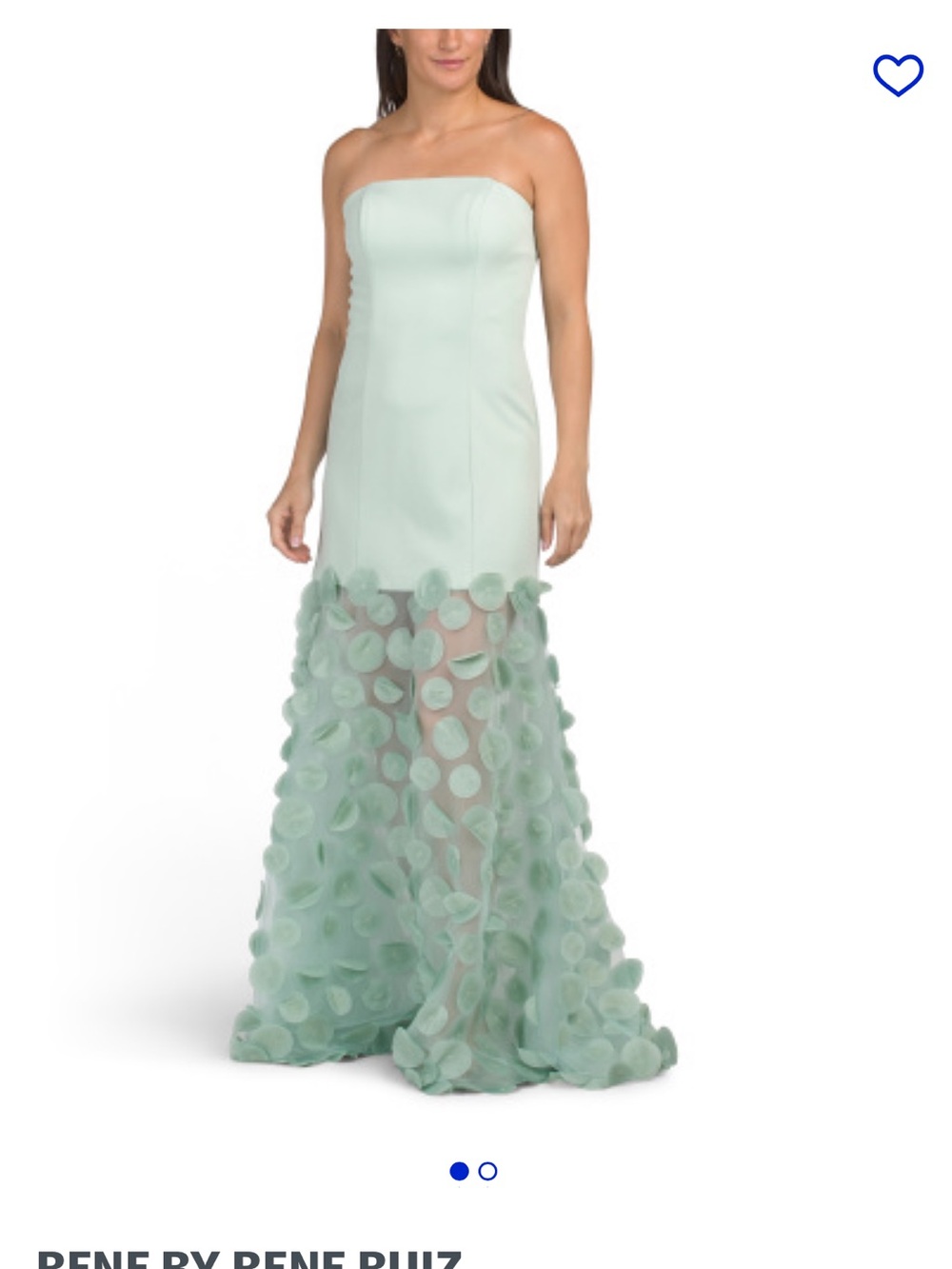 Rene Ruiz Strapless Mint Green Appliqué Gown